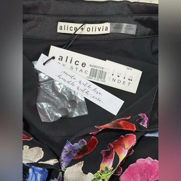 Alice + Olivia BERTHA MINI SHIRT DRESS Sz L / 12 Timeless Blossom Floral - Picture 11 of 13